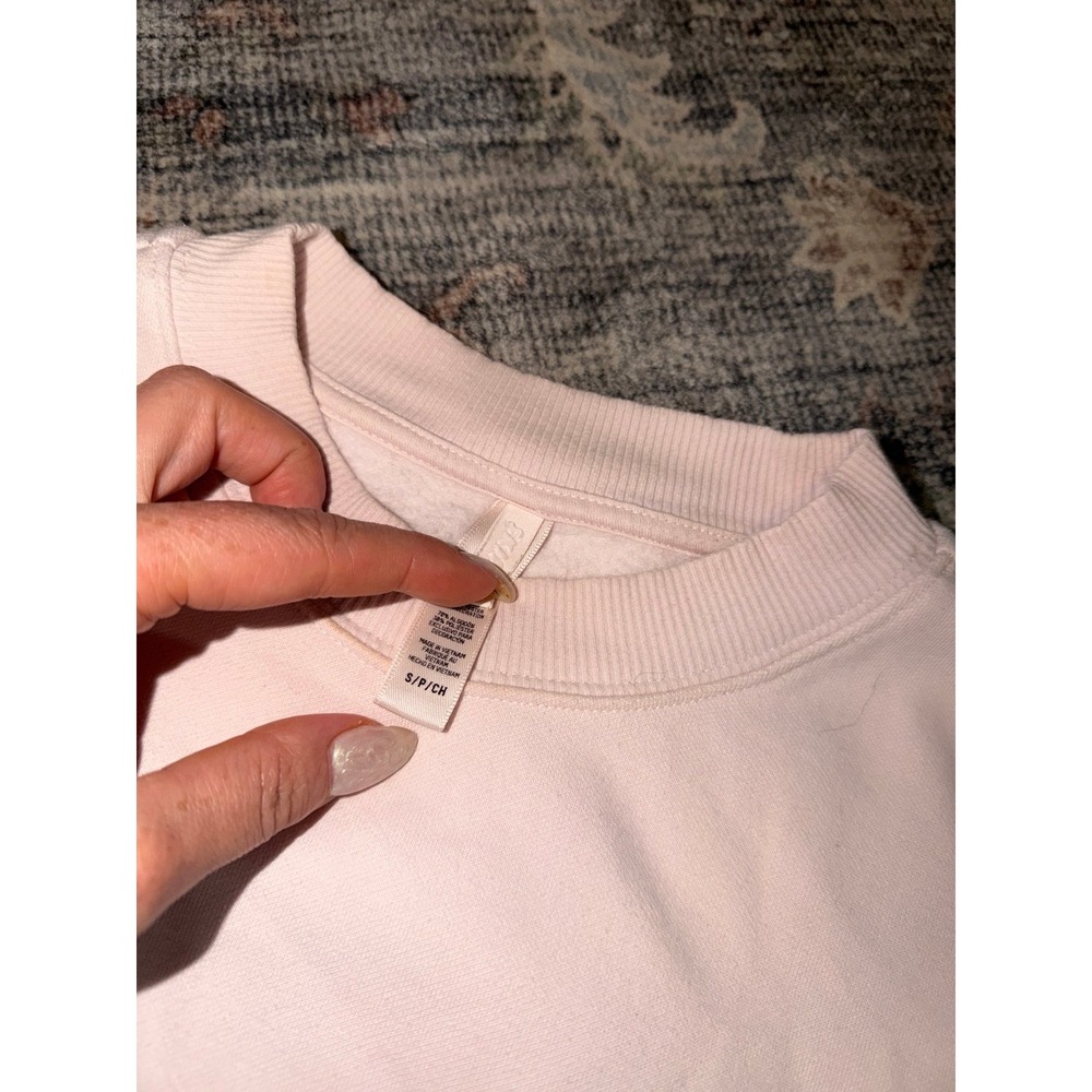 Skims Light Pink Crewneck Long Sleeve Cotton Fleece - Picture 2 of 4